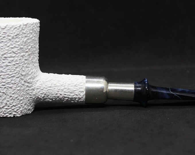 STAR MEERSCHAUM Pipes -POKER block meerschaum pipe with Army mount spigot double silver Rustic finish