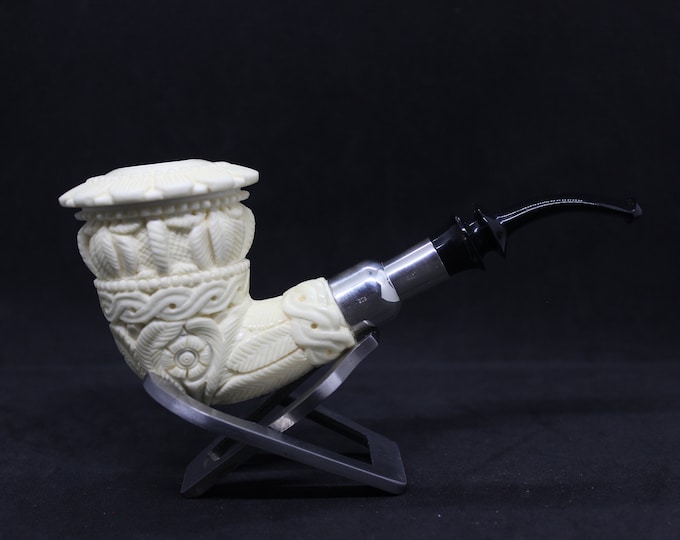 STAR Meerschaum pipes Billiard Block meerschaum pipe Gothic Ornate Spigot Army mount