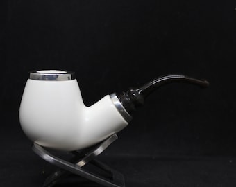 STAR meerschaum pipes smooth  BALL shape reverse calabash block meerschaum pipe with smoke room