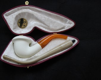 STAR Meerschaum pipes Block Meerschaum Calabash double stem