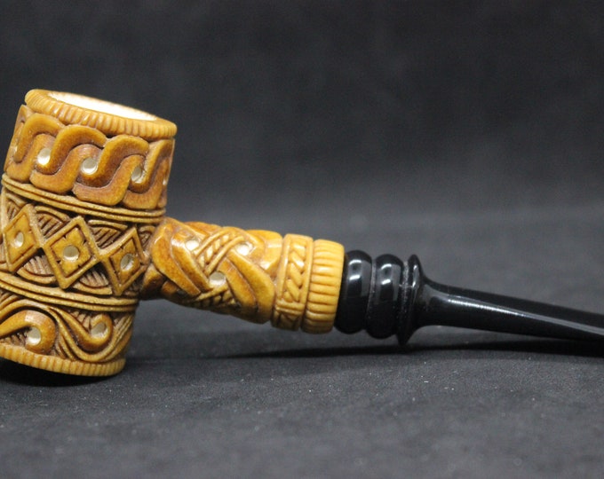 STAR Meerschaum pipes ornate Block Meerschaum  POKER pipe