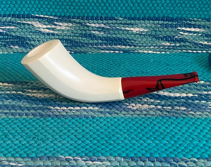 STAR MEERSCHAUM Pipes - Smooth HORN block meerschaum pipe - Summer time pipe series
