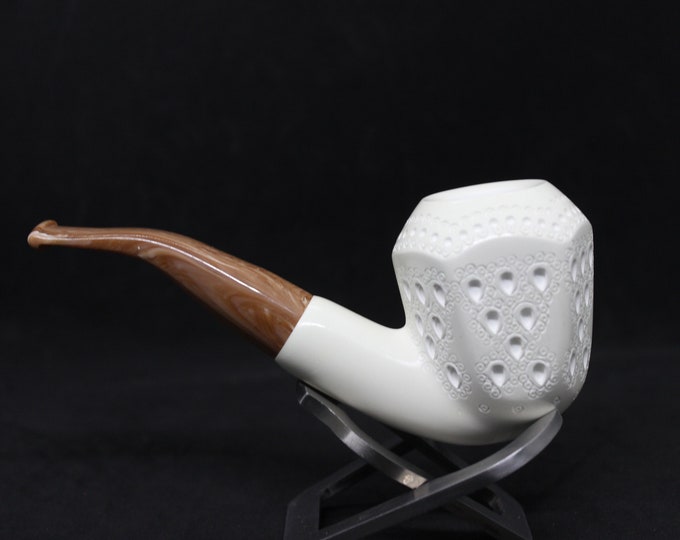 Star meerschaum pipes Paneled bent dublin Block meerschaum pipe with filter 9mm