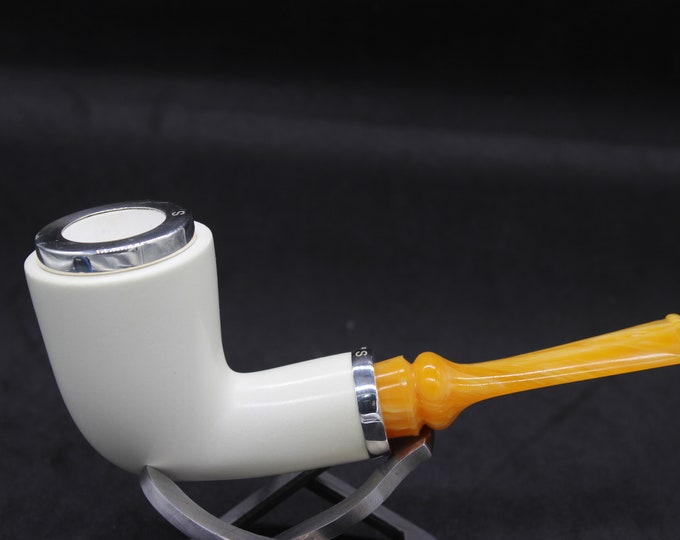 STAR meerschaum pipes /  Smooth special Dublin shape block meerschaum pipe - RC reverse calabash with smoke room