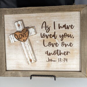 John 13 34 Whitewashed wooden plaque with scripture