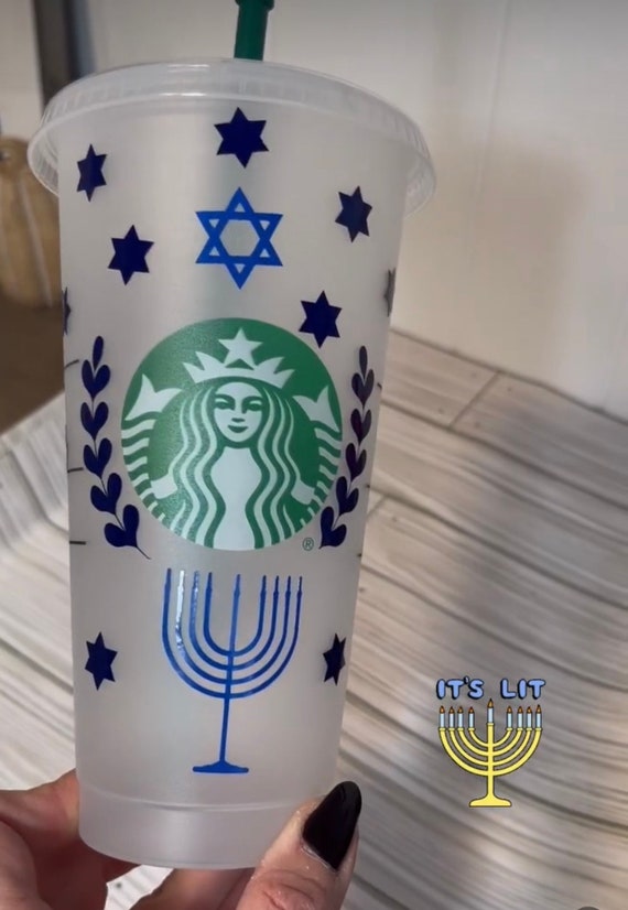 Hanukkah decorated Starbucks venti cup