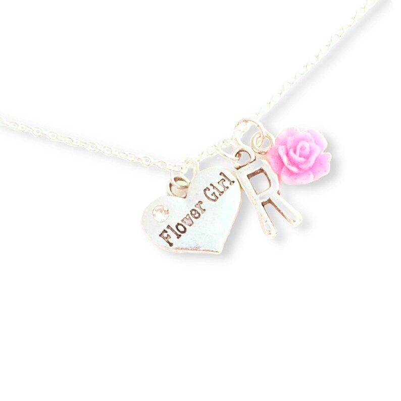 Personalized Flower Girl Proposal Initial Necklace Will You Etsy