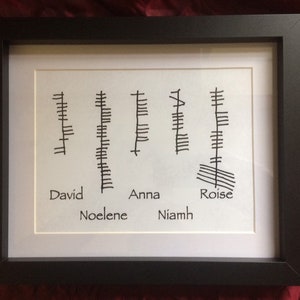 Family personalised Ogham print high quality personalised with all your family names in the ancient Irish language high demand piece