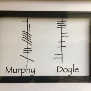 Impresión personalizada de matrimonio Ogham con los nombres de las parejas en el antiguo idioma irlandés de Ogham hermosas parejas regalo