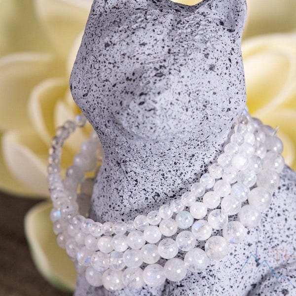 Pulsera de cuentas redondas arcoíris de piedra lunar: auténtica joyería de cristal elástico llamativo de 4-13 mm, E1739