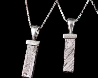 METEORITE Pendant - Aletai Meteor - Rectangle - Etched Meteorite, Handmade Jewelry, Space Astronomy Gifts, E1858
