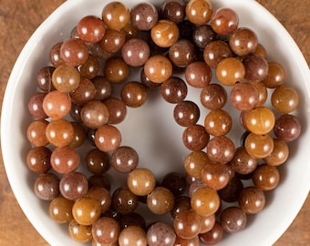 Brown AVENTURINE Round Bead Bracelet  :  8mm Auburn Crystal Handmade Boho Jewelry, E1987