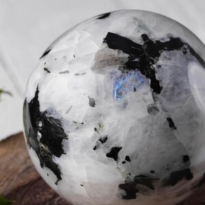 Rainbow MOONSTONE Crystal Ball - Carved Genuine Stone Sphere For Collections, Goth Decor, E0372