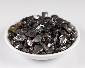 Raw Noble ELITE SHUNGITE Crystal Chips from Raquirite, Colombia - Gothic Home Decor, Rocks and Minerals, E1729