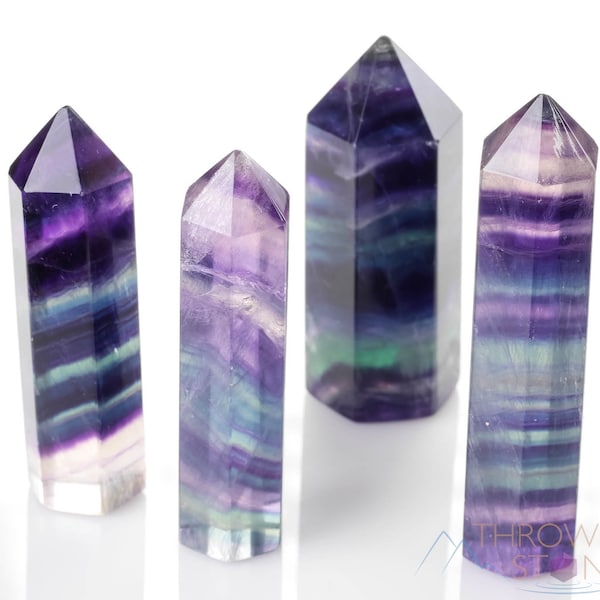 Banded FLUORITE Crystal Tower - XS-M – Hand Carved, Crystal Point, Metaphysical, Obelisk Wand, E0653