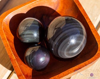 Rainbow OBSIDIAN Sphere - Home Decor, Crystal Sphere, Metaphysical Crystals, Protection Stones, E0579