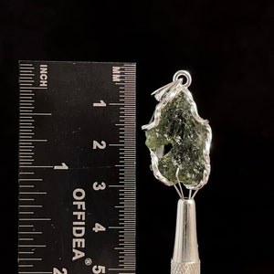 Raw MOLDAVITE Pendant - Sterling Silver - Moldavite Necklace Pendant, Genuine Moldavite Jewelry, 47339
