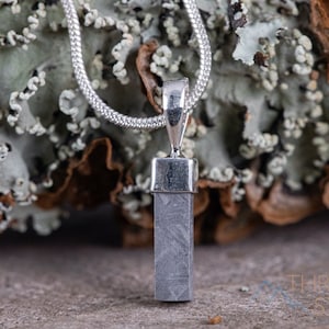 METEORITE Pendant - Rectangle - Ancient Muonionalusta Meteor, Space Jewelry, Unique Gift for Him, E1644