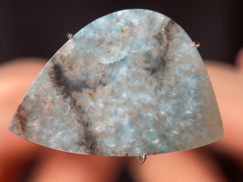 Crescent Moon 44003 GILALITE Cabochon Gemstones Jewelry Making Black Streaks Medusa Paraiba Quartz