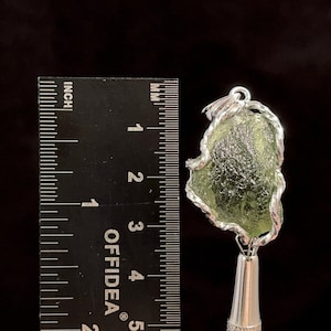 Raw MOLDAVITE Pendant - Sterling Silver - Moldavite Necklace Pendant, Genuine Moldavite Jewelry, 47366