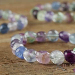 FLUORITE Crystal Bracelet – Tumbled, Petite - Crystal Jewelry, Beaded Bracelet, Crystal Healing, Gemstone Bracelet, E0066