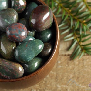 BLOODSTONE HELIOTROPE Trommelsteine - Herzchakra, Taschensteine, Heliotrop Edelsteine, polierte Kristalle, E0217