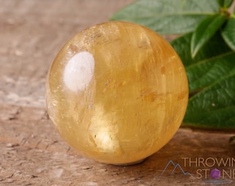 CALCITE Yellow Crystal Sphere - Metaphysical, Crystal Decor, Housewarming Gift, Calcite Sphere, E0557