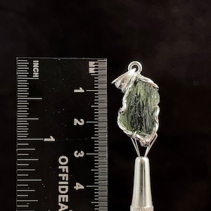 Raw MOLDAVITE Pendant - Sterling Silver - Moldavite Necklace Pendant, Genuine Moldavite Jewelry, 47356