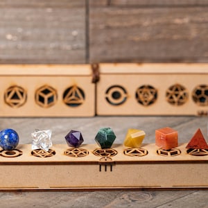 Platonic Solid Set, Merkaba Crystal, Sphere, in Crystal Grid Board Wooden Box - Chakra, Rose or Clear Quartz - Sacred Geometry, E1760