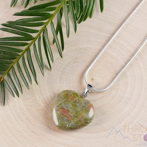 UNAKITE Heart Pendant - Healing Crystals and Stones, Gemstone Pendant, Crystal Jewelry, Heart Pendant, E0729