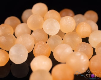 ORANGE SELENITE Tumbled Spheres - Peach Selenite, Small Crystal Ball, Healing Crystals and Stones, E2129