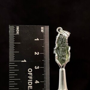 Raw MOLDAVITE Pendant - Sterling Silver - Moldavite Necklace Pendant, Genuine Moldavite Jewelry, 47343