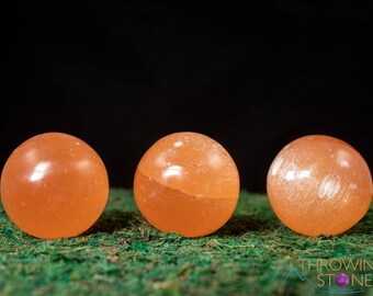 Orange SELENITE Crystal Ball  :  XL Natural Healing Stone Sphere Home Decor, Meditation Tool, E1859