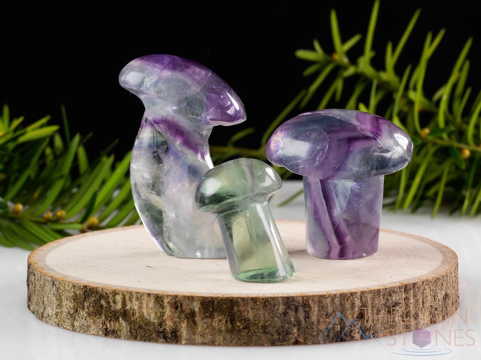 Rainbow FLUORITE Crystal Mushroom - XS-L – Hand Carved, Fluorite