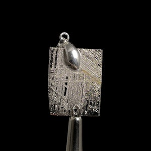 METEORITE Pendant - Rhodium Plated - Ancient Muonionalusta Meteor, Space Jewelry, Unique Gift for Him, 50309