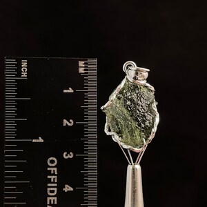 Raw MOLDAVITE Pendant - Sterling Silver - Moldavite Necklace Pendant, Pure Moldavite Jewelry, 47355