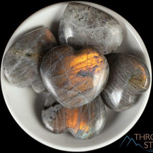LABRADORITE Gemstone Heart - Dun, Licht - Palmsteen, Puffy Heart, Mom Gift, E1962