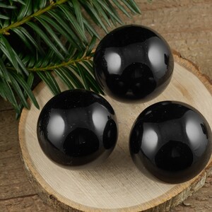 Black OBSIDIAN Crystal Ball - Round Gemstone, Root Chakra, Black Crystal Sphere, E1436