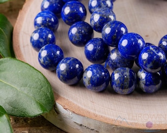LAPIS LAZULI Stone Bracelet  :  Round Bright Blue Healing Crystal Jewelry, Boho Gemstone Gift, E0592