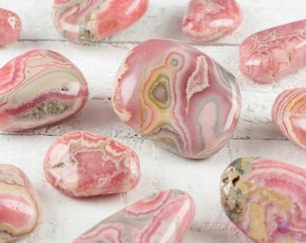 Tumbled RHODOCHROSITE Crystals  :  Polished Stones For Healing, Collectors and Pockets, E0881
