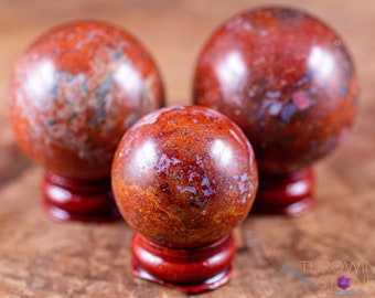 RED JASPER Crystal Ball - Polished Sphere, Crystal Decor, Meditation Stone, E1960