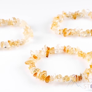 CITRIEN-chipkralenarmband: gele kristallen handgemaakte elastische boho-sieraden, E0629