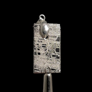 METEORITE Pendant - Rhodium Plated - Ancient Muonionalusta Meteor, Space Jewelry, Unique Gift for Him, 50304