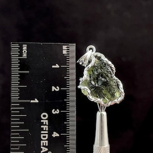 Raw MOLDAVITE Pendant - Sterling Silver - Moldavite Necklace Pendant, Genuine Moldavite Jewelry, 47357