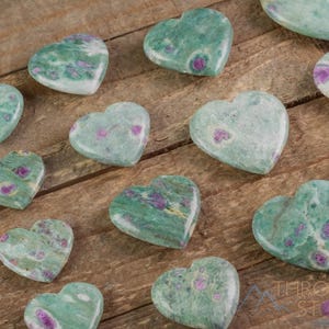 RUBY FUCHSITE Gemstone Heart - Mini Crystal Carving, Heart Decor, Pocket Stone, E1598