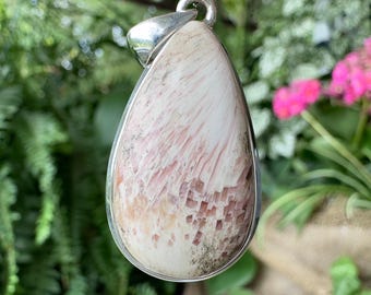 Roze SCOLECITE edelsteen hanger - India - Authentieke Scoleciet gepolijste kristallen sieraden, 53852