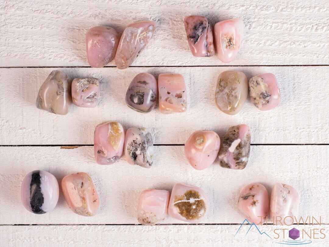 Pink Peruvian OPAL Tumbled Stones Irregular Self Care, Crystal Healing