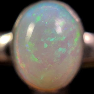 OPAL RING, Pinfire - Sterling Silver, Size 7.5 - Dainty Opal Ring, Opal Jewelry, Welo Opal, 49275