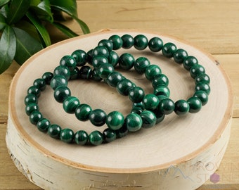 MALACHITE Dark Crystal Bracelet - Round - - Unique Jewelry, Beaded Bracelet, Crystal Jewelry, Gemstone Bracelet E1037