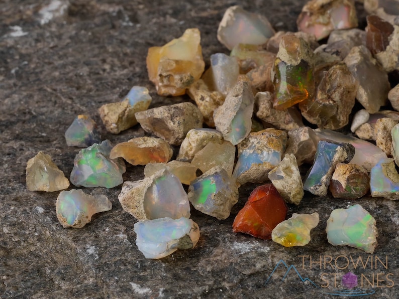 OPAL Raw Crystals - Small - A Grade - Natural Opal Crystal Set, Welo Opal,  E0088 